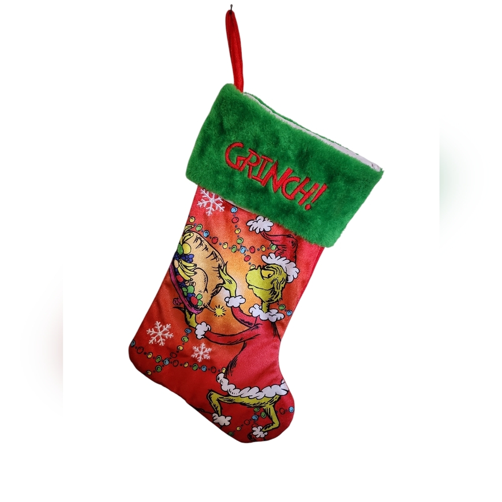 Grinch How The Grinch Stole Christmas Velvet Stocking Roast Beast Green and Red